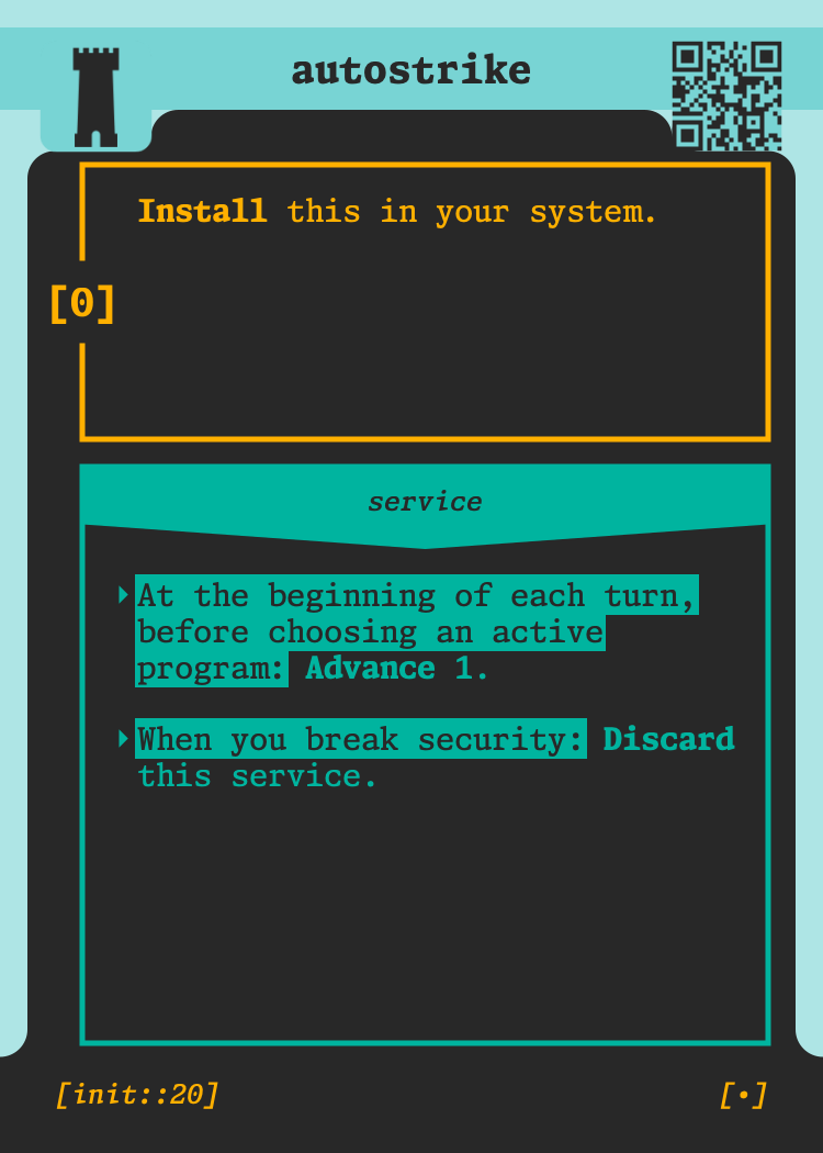 The card autostrike, used to illustrate service subroutines